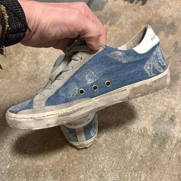 Golden Goose Denim Blue and Light Gray Sneakers